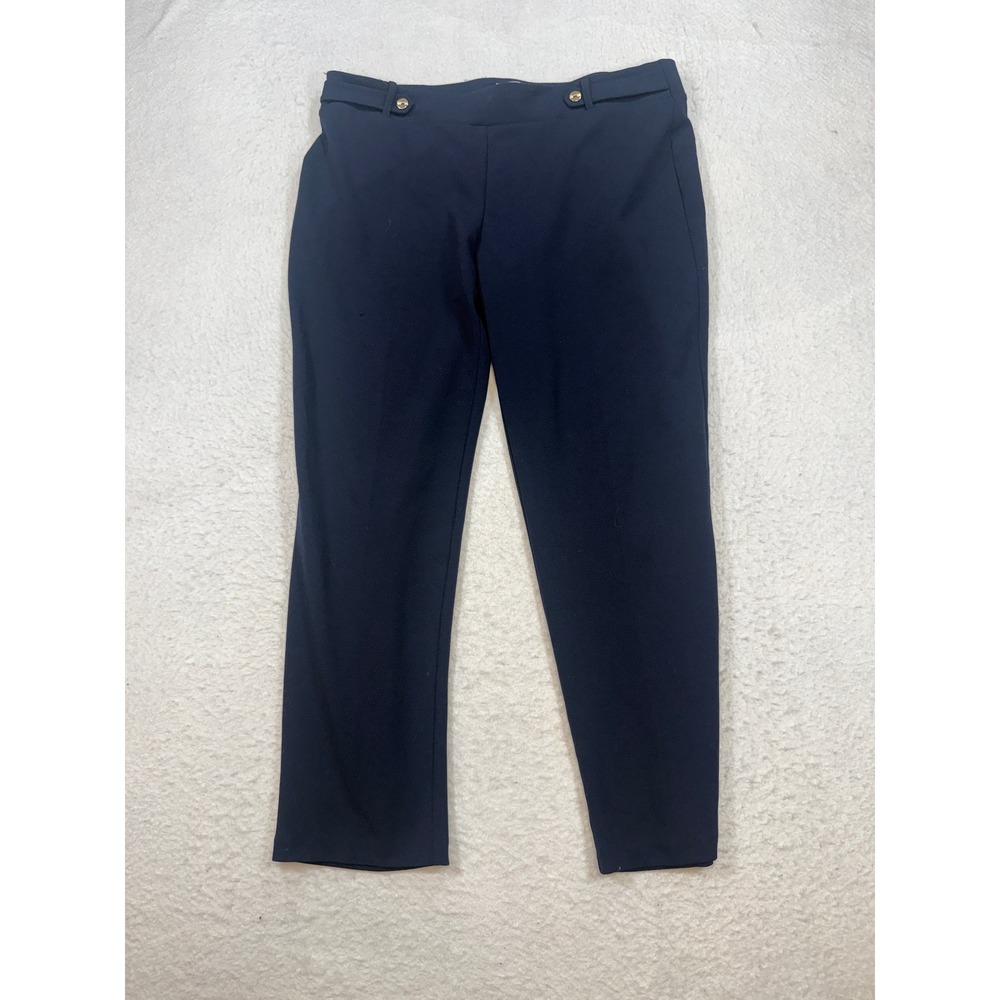 NYCC New York Clothing Co Navy Blue Gold Button Dress Pants Size 14